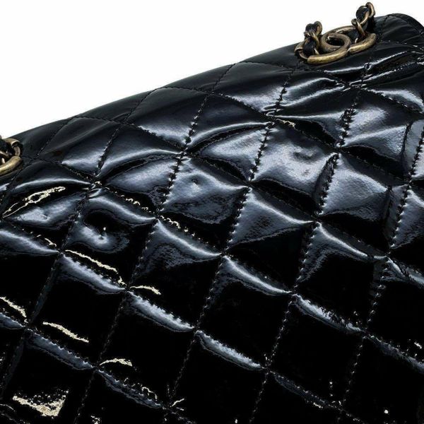 シャネル チェーンウォレット マトラッセ ココマーク パテント CHANEL 黒