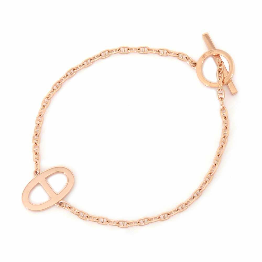 エルメス ブレスレット シェーヌダンクル コントゥール ダイヤモンド 33P 計0.16ct K18PG サイズST HERMES チェーン ジュエリー