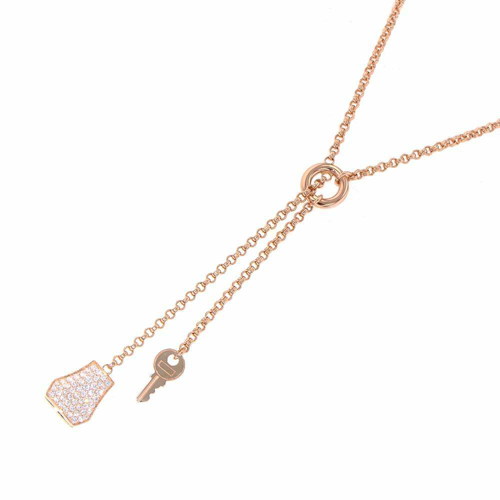 エルメス ネックレス ケリークロシェットPM ダイヤモンド 104P 0.53ct K18PG HERMES ペンダント