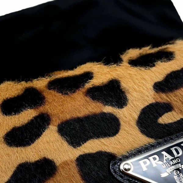 プラダ ショルダーバッグ レオパード ナイロン ハラコ オーストリッチ 1BC005 PRADA ワンショルダーバッグ 黒