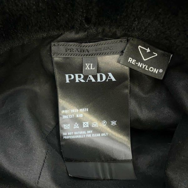 プラダ バケットハット Re-Nylon シアリング ナイロン/ファー サイズXL 2HC137 PRADA 帽子 黒