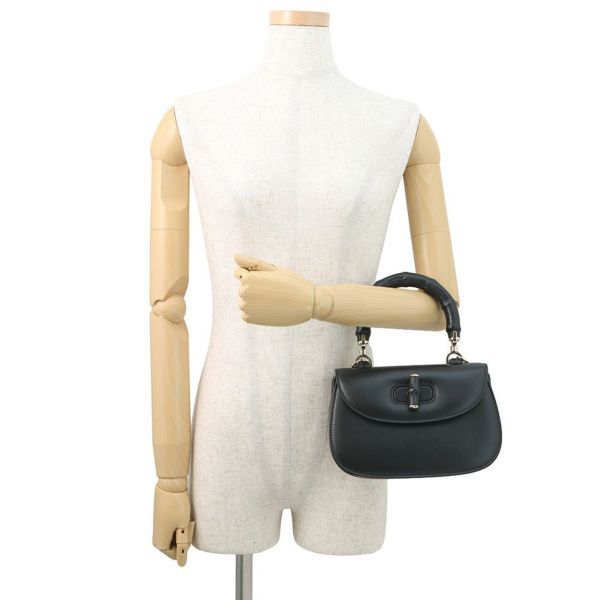 グッチ ハンドバッグ バンブー 1947 トップハンドルバッグ スモール 827815 GUCCI 2wayショルダーバッグ 黒