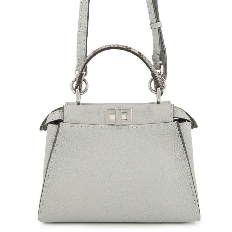 フェンディ ハンドバッグ ミニ ピーカブー セレリア レザー パイソン 8BN244 FENDI バッグ 2WAYショルダーバッグ