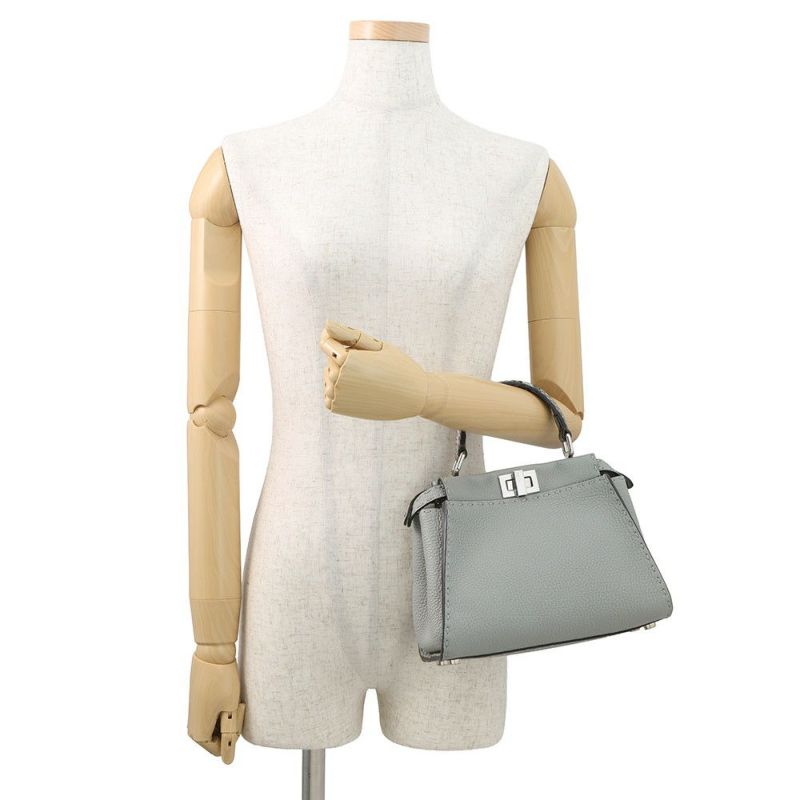 フェンディ ハンドバッグ ミニ ピーカブー セレリア レザー パイソン 8BN244 FENDI バッグ 2WAYショルダーバッグ