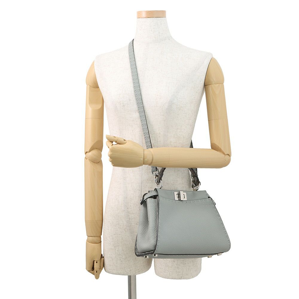 フェンディ ハンドバッグ ミニ ピーカブー セレリア レザー パイソン 8BN244 FENDI バッグ 2WAYショルダーバッグ