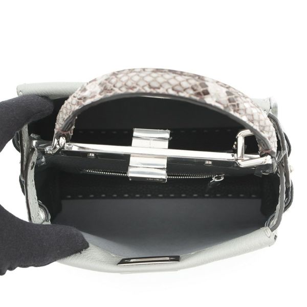 フェンディ ハンドバッグ ミニ ピーカブー セレリア レザー パイソン 8BN244 FENDI バッグ 2WAYショルダーバッグ