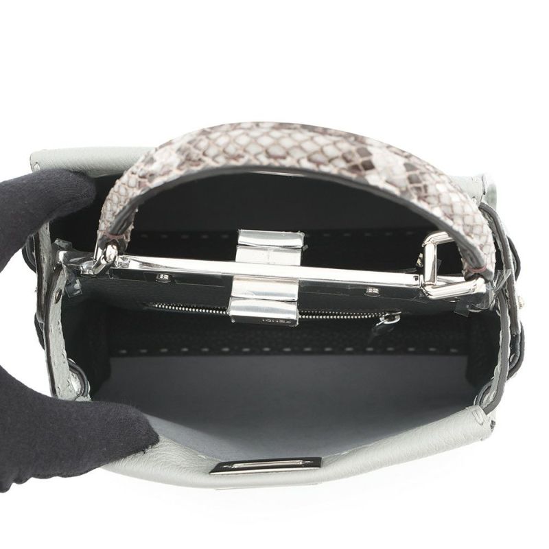 フェンディ ハンドバッグ ミニ ピーカブー セレリア レザー パイソン 8BN244 FENDI バッグ 2WAYショルダーバッグ
