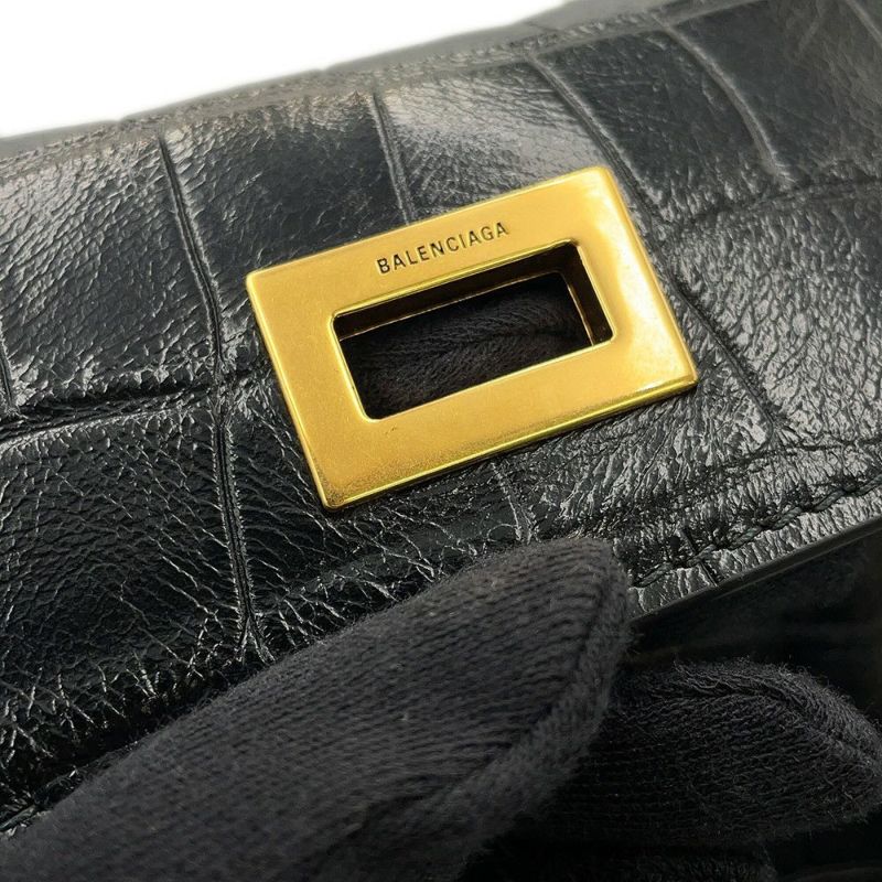 バレンシアガ ハンドバッグ ロデオ ミディアム クロコダイル型押し 789772 BALENCIAGA 2wayショルダーバッグ 黒