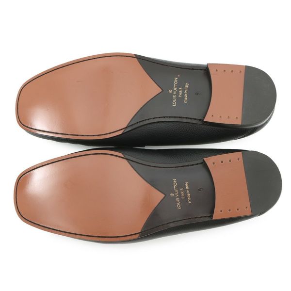 ルイヴィトン ローファー レザー LVロゴ モカシン メンズサイズ9 LOUIS VUITTON ヴィトン 靴 ブラック 黒