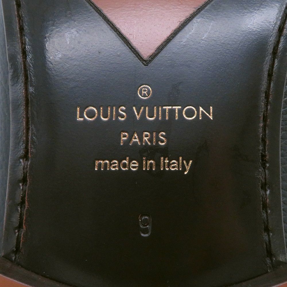 ルイヴィトン ローファー レザー LVロゴ モカシン メンズサイズ9 LOUIS VUITTON ヴィトン 靴 ブラック 黒