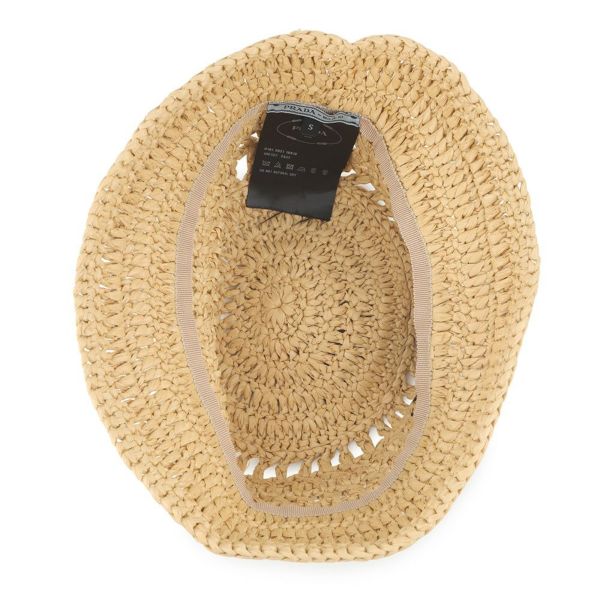 プラダ ハット ロゴ 麦わら ウーブンファブリック サイズS 1HC137 PRADA 帽子