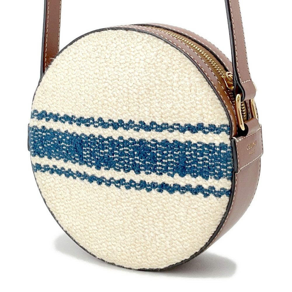 セリーヌ ショルダーバッグ ラウンド キャンバス レザー CELINE 白
