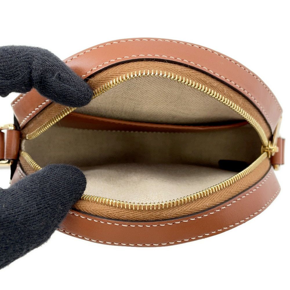 セリーヌ ショルダーバッグ ラウンド キャンバス レザー CELINE 白