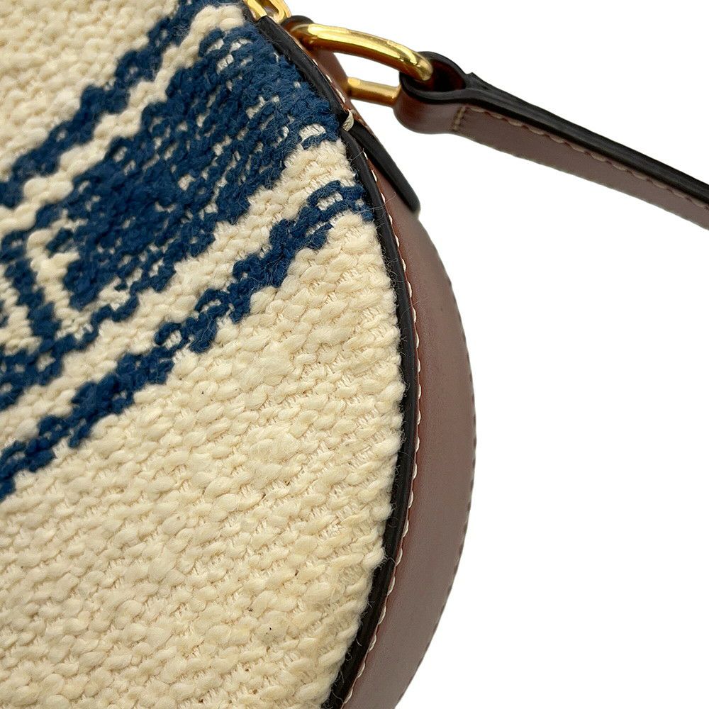 セリーヌ ショルダーバッグ ラウンド キャンバス レザー CELINE 白