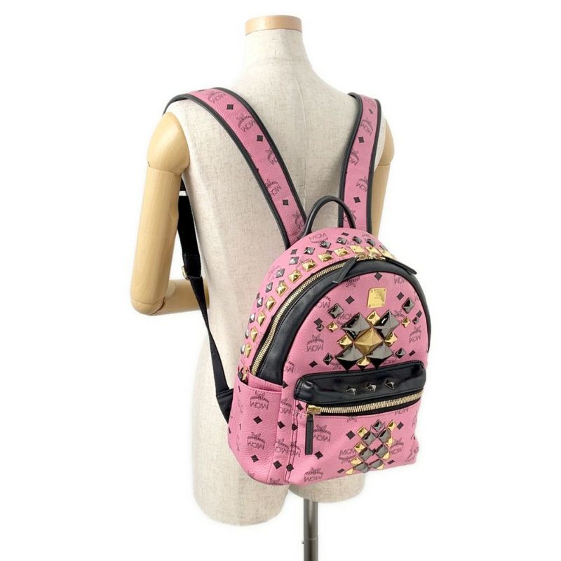 エムシーエム リュックサック ヴィセトス スタークブロック スタッズ バックパック レザー MMK5SVE52PK001 MCM バッグ