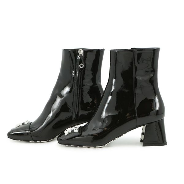 ルイヴィトン ブーツ パテントレザー/インフィニティ・ドット LV × YK ショートブーツ レディースサイズ36 靴 草間彌生 ブラック 黒