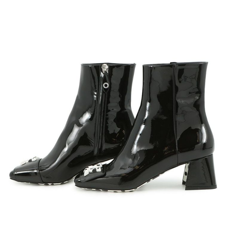 ルイヴィトン ブーツ パテントレザー/インフィニティ・ドット LV × YK ショートブーツ レディースサイズ36 靴 草間彌生 ブラック 黒