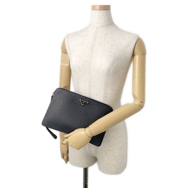 プラダ クラッチバッグ サフィアーノ クラッチ レザー 2VF056 PRADA 黒 セカンドバッグ