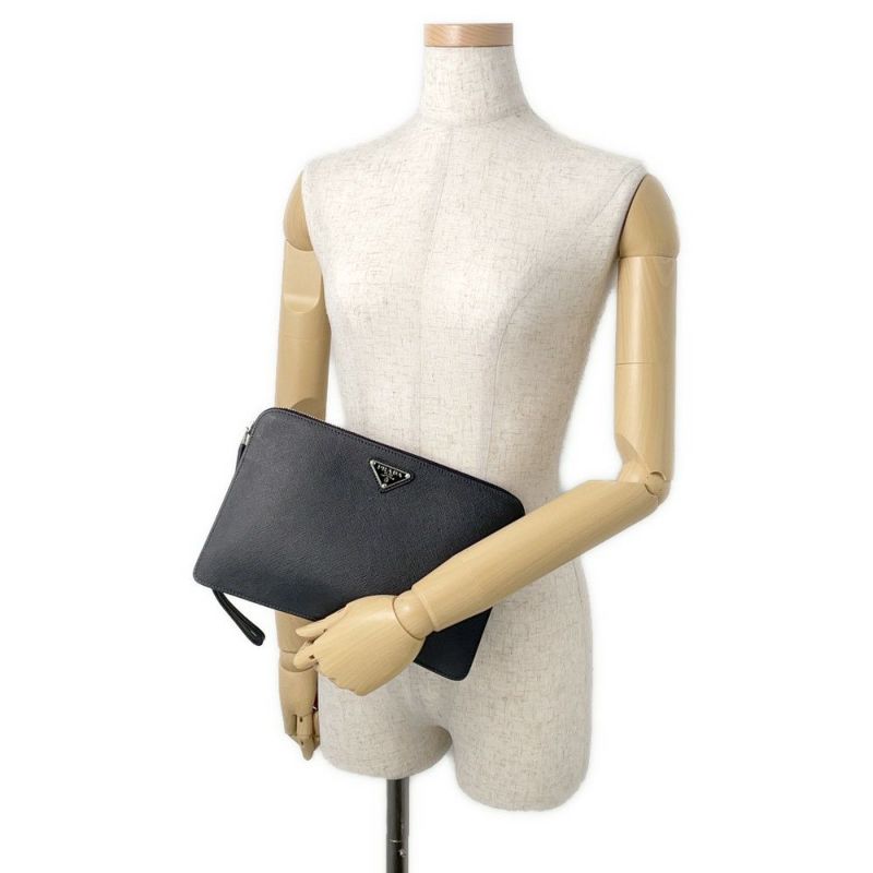 プラダ クラッチバッグ サフィアーノ クラッチ レザー 2VF056 PRADA 黒 セカンドバッグ