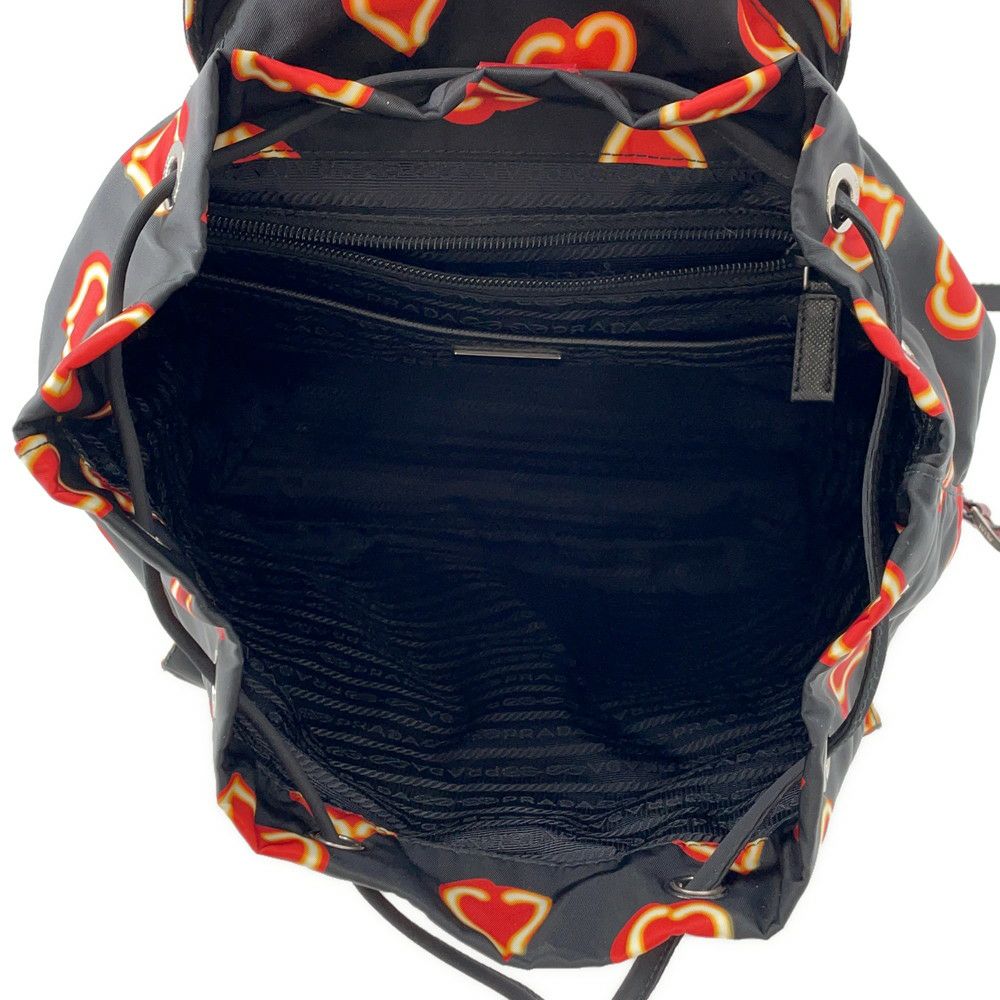 プラダ リュック ハート柄 ナイロン 1BZ006 PRADA バックパック バッグ 黒