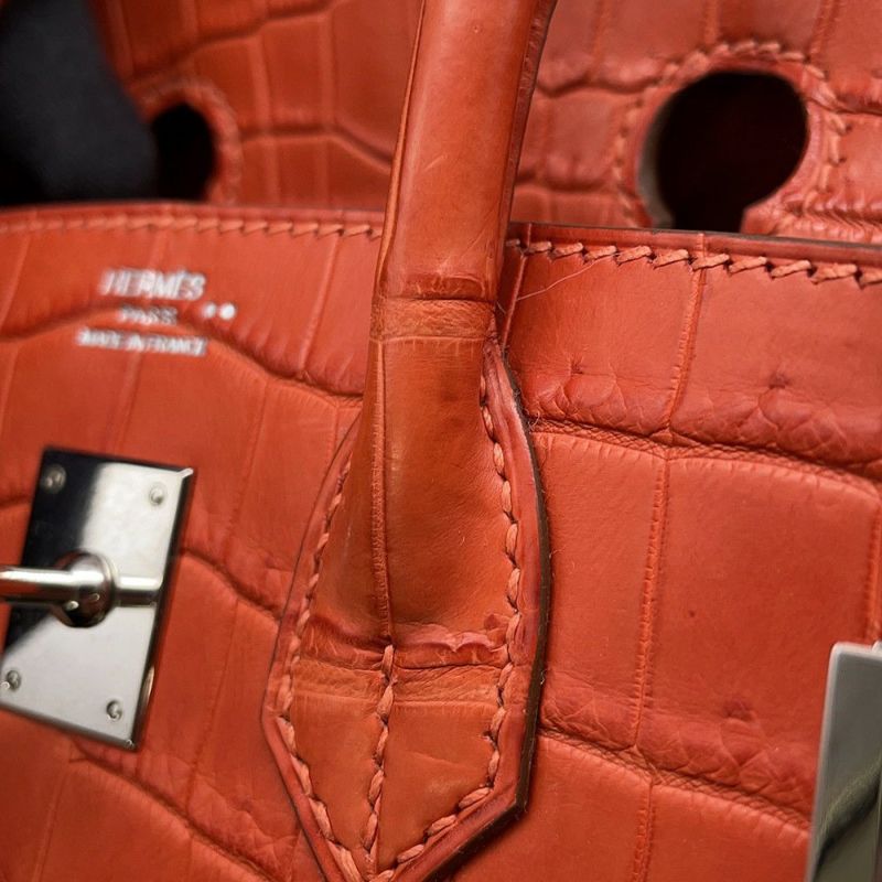 エルメス バーキン25 サンギーヌ/シルバー金具 ニロティカスマット □O刻印 HERMES Birkin ハンドバッグ