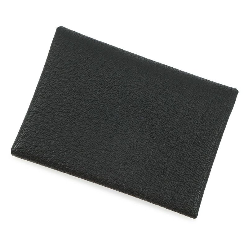 エルメス コインケース カルヴィ デュオ ブラック/シルバー金具 シェブルミゾル W刻印 HERMES 財布 黒