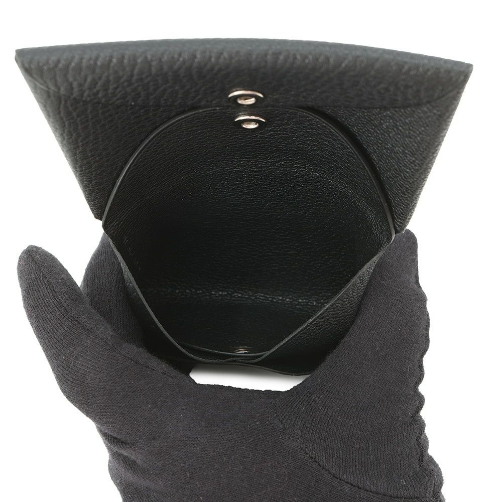 エルメス コインケース カルヴィ デュオ ブラック/シルバー金具 シェブルミゾル W刻印 HERMES 財布 黒