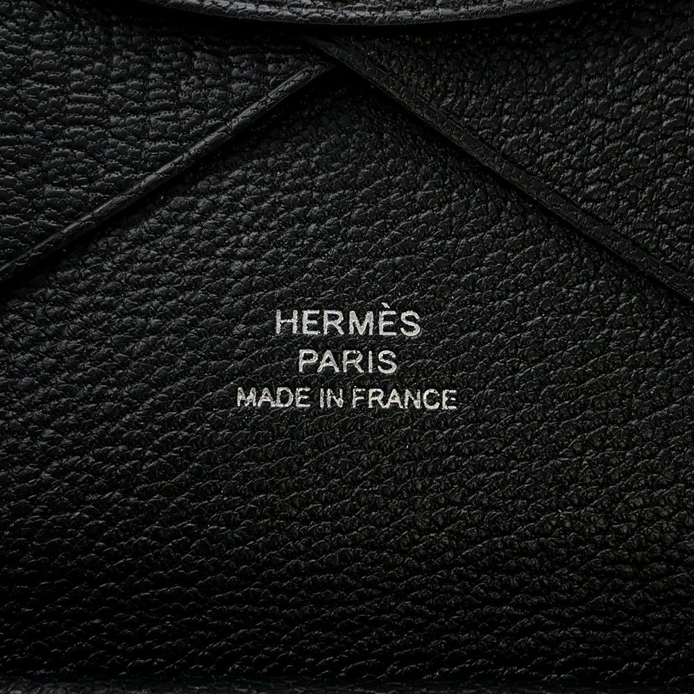 エルメス コインケース カルヴィ デュオ ブラック/シルバー金具 シェブルミゾル W刻印 HERMES 財布 黒