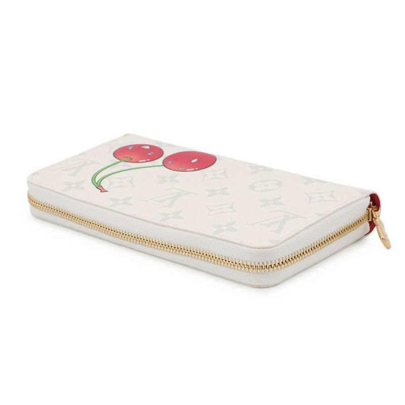 ルイヴィトン 長財布 モノグラム・チェリー LV × TM ジッピー・ウォレット M14240 LOUIS VUITTON 村上隆 白