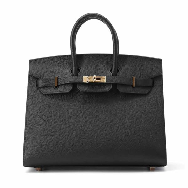 エルメス バーキン25 セリエ ブラック/ピンクゴールド金具 エプソン B刻印 HERMES Birkin ハンドバッグ 黒