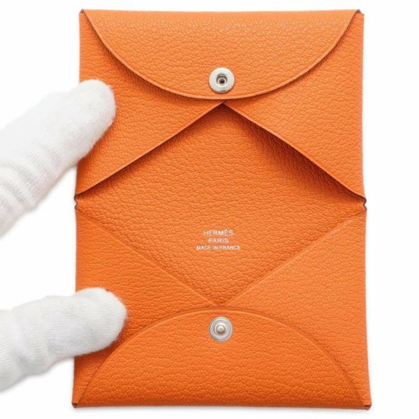 エルメス カードケース カルヴィ フー シェブルミゾル B刻印 HERMES 名刺入れ シェーブル