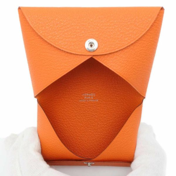 エルメス カードケース カルヴィ フー シェブルミゾル B刻印 HERMES 名刺入れ シェーブル