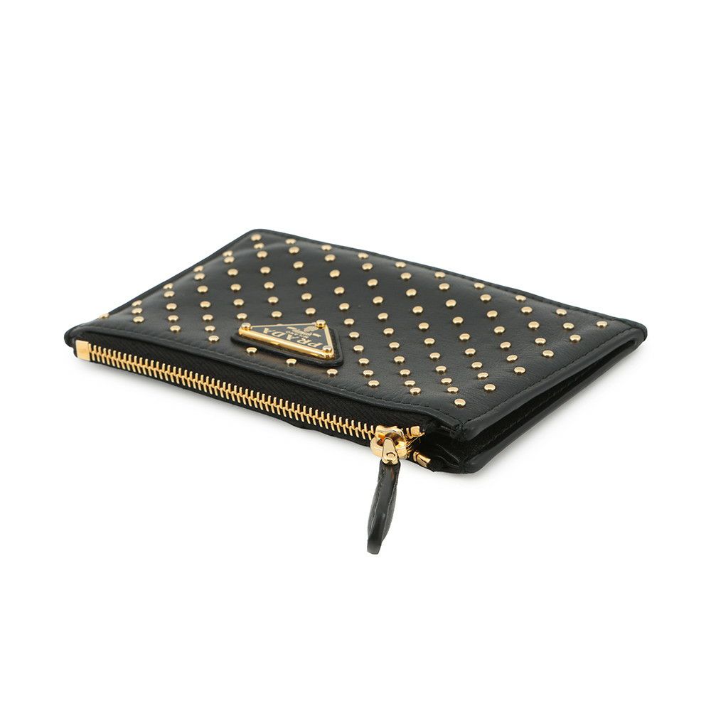 プラダ コインケース スタッズ フラグメントケース レザー 1MC086 PRADA カードケース 財布 黒