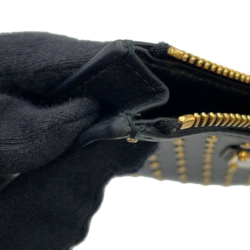 プラダ コインケース スタッズ フラグメントケース レザー 1MC086 PRADA カードケース 財布 黒