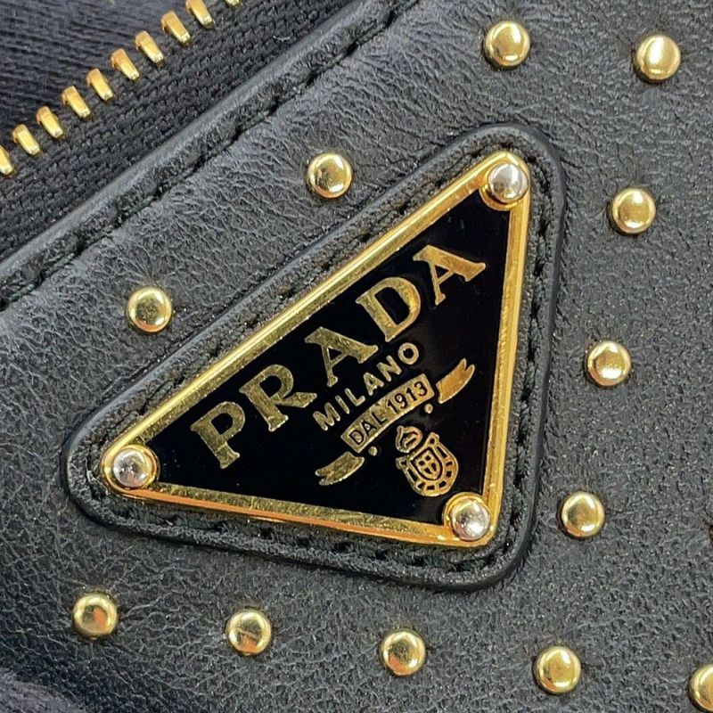 プラダ コインケース スタッズ フラグメントケース レザー 1MC086 PRADA カードケース 財布 黒