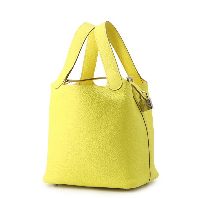 エルメス ハンドバッグ ピコタンロックPM ライム/シルバー金具 トリヨンクレマンス B刻印