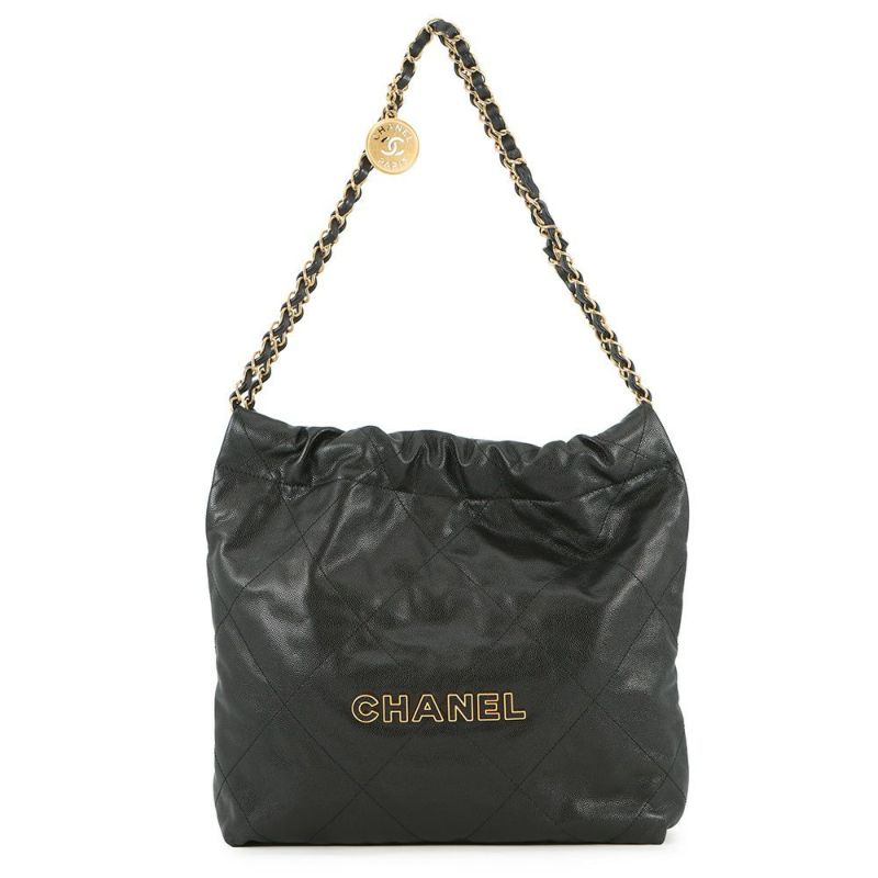 シャネル チェーンショルダーバッグ CHANEL22 スモール キャビアスキン AS3260 CHANEL ポーチ付き 黒