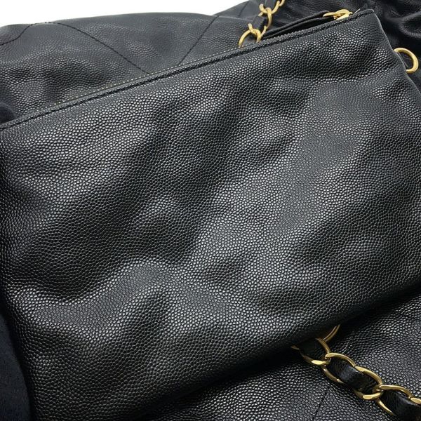 シャネル チェーンショルダーバッグ CHANEL22 スモール キャビアスキン AS3260 CHANEL ポーチ付き 黒