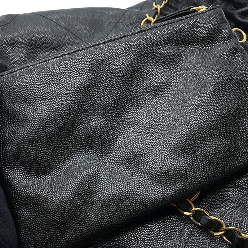 シャネル チェーンショルダーバッグ CHANEL22 スモール キャビアスキン AS3260 CHANEL ポーチ付き 黒