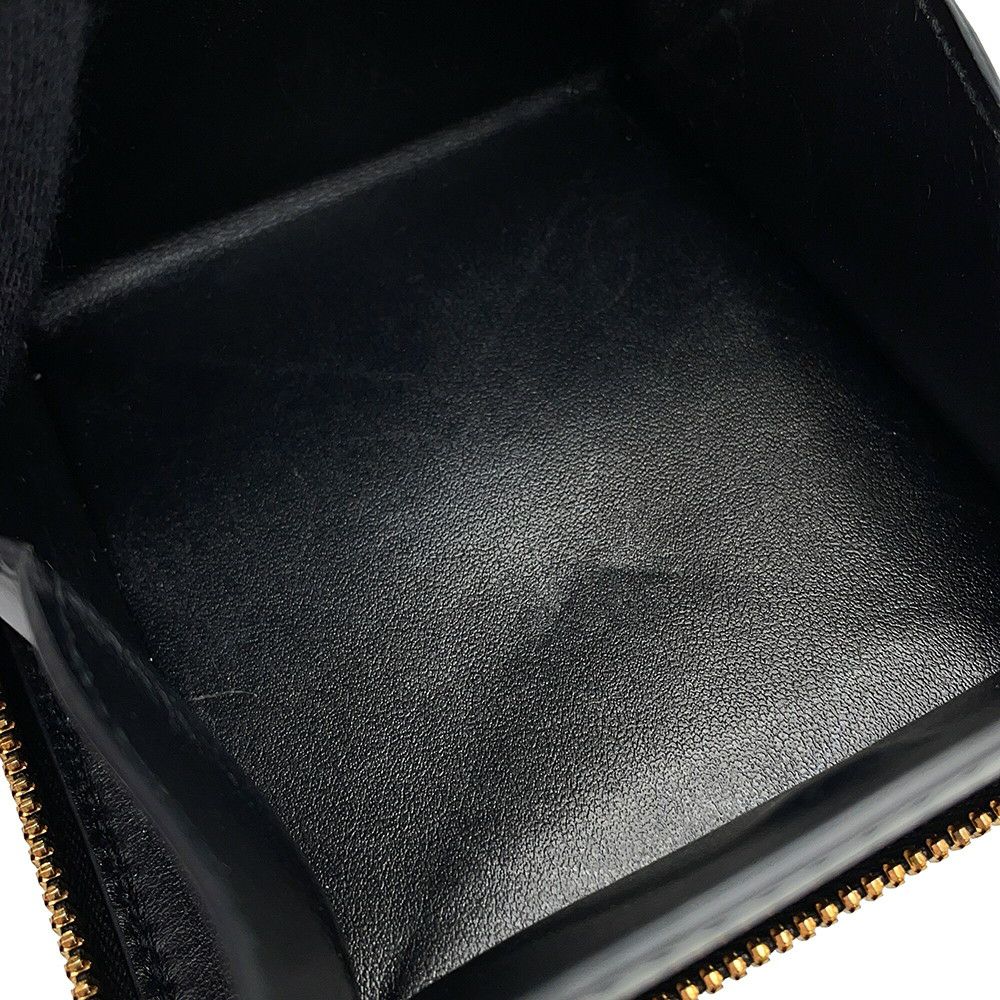 ボッテガヴェネタ 二つ折り財布 マキシイントレチャート カセット ラウンドジップ ラムスキン 749461 黒