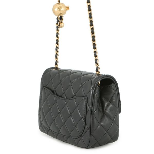 シャネル チェーンショルダーバッグ ミニ マトラッセ ココマーク ココボール ラムスキン AS1786 CHANEL 黒