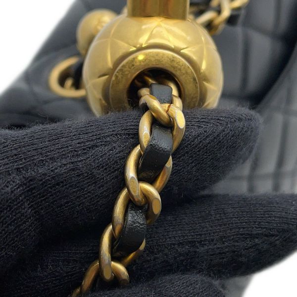 シャネル チェーンショルダーバッグ ミニ マトラッセ ココマーク ココボール ラムスキン AS1786 CHANEL 黒