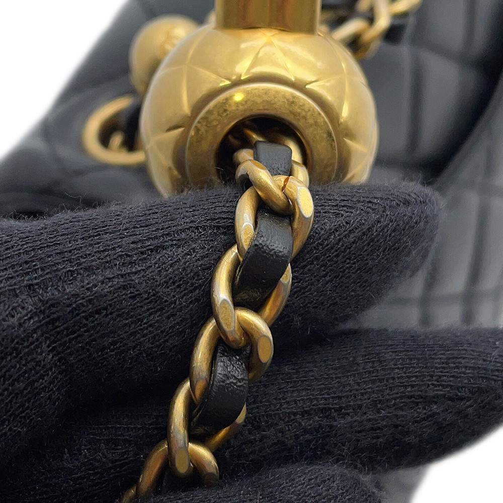 シャネル チェーンショルダーバッグ ミニ マトラッセ ココマーク ココボール ラムスキン AS1786 CHANEL 黒