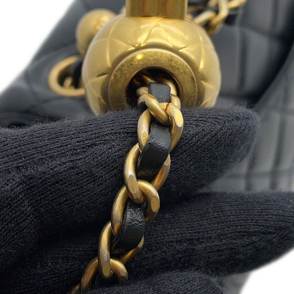 シャネル チェーンショルダーバッグ ミニ マトラッセ ココマーク ココボール ラムスキン AS1786 CHANEL 黒