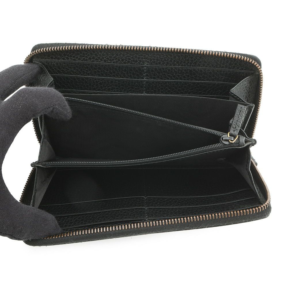 グッチ 長財布 GGマーモント ワッペンモチーフ レザー 474584 ラウンドファスナー GUCCI 財布 UFO ドラゴン 黒
