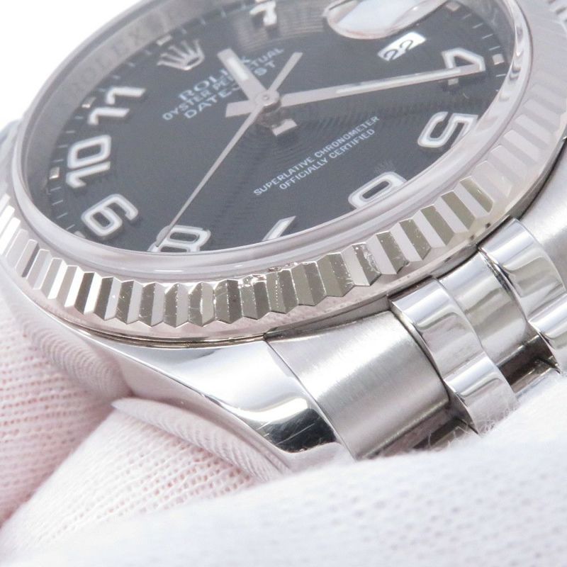 ロレックス デイトジャスト36 G番 SS/K18 116234 ROLEX 腕時計 ブラックコンセントリック文字盤