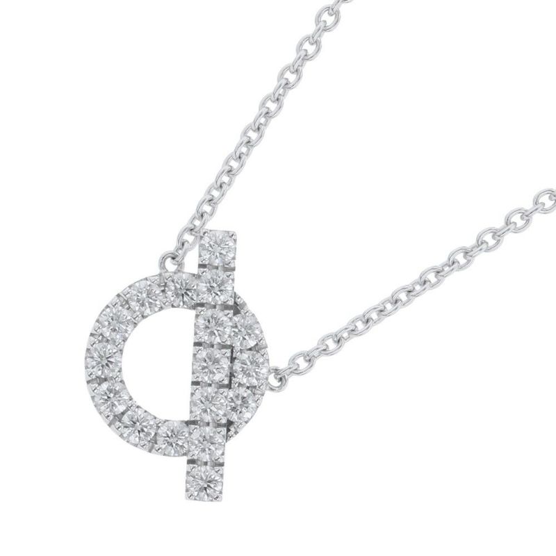 エルメス ネックレス フィネス ペンダント ダイヤモンド 17P 計0.46ct K18WGホワイトゴールド HERMES