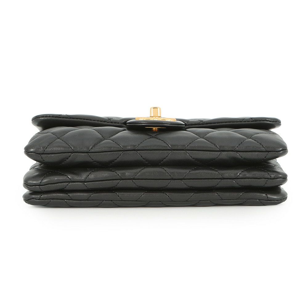 シャネル チェーンショルダーバッグ マトラッセ ココマーク ラムスキン AS3393 CHANEL 黒