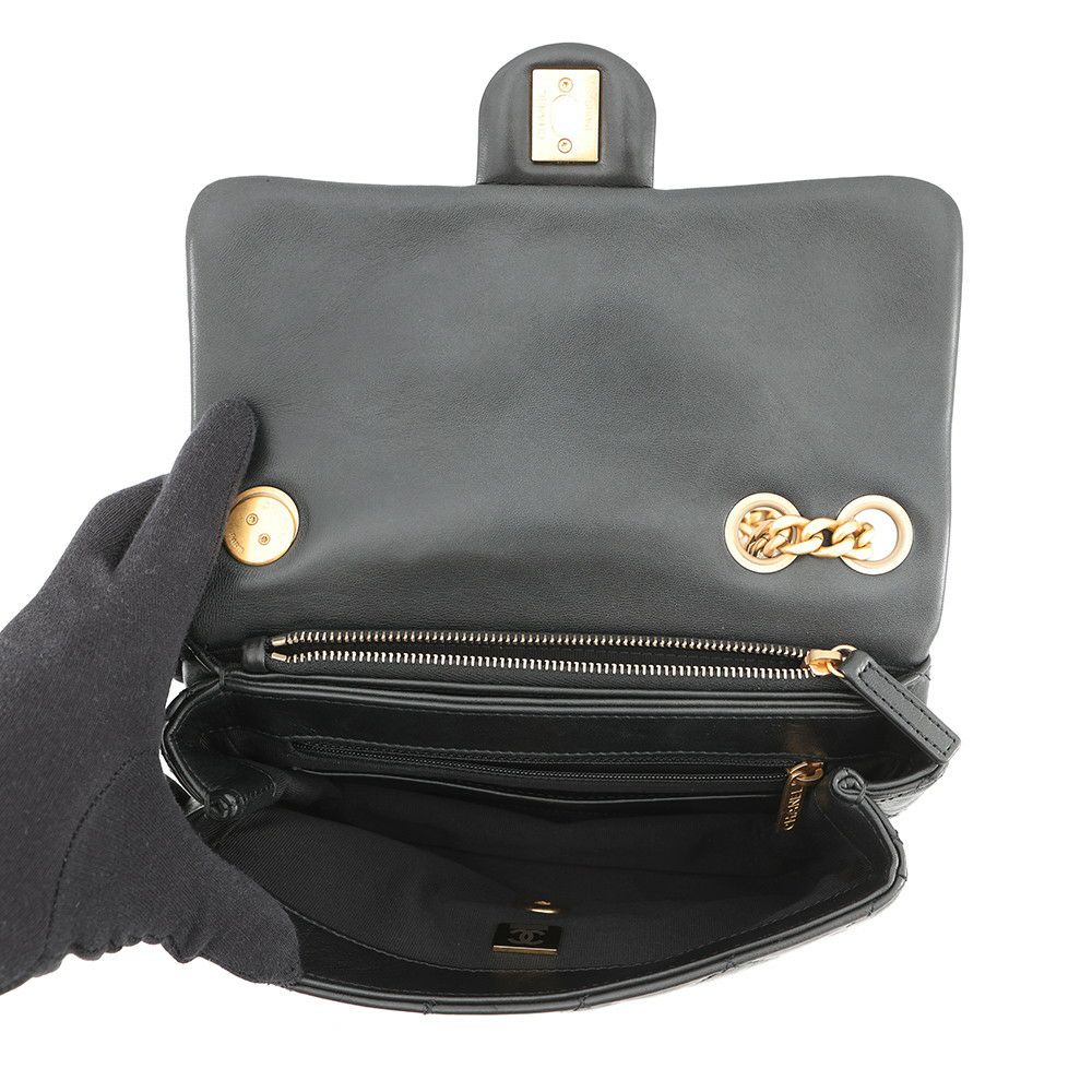 シャネル チェーンショルダーバッグ マトラッセ ココマーク ラムスキン AS3393 CHANEL 黒