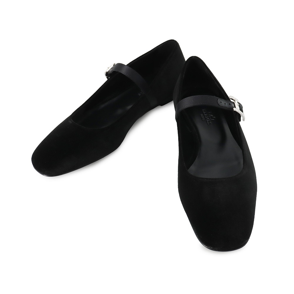 エルメス パンプス ジェーン ベロア レディースサイズ37 1/2 HERMES 靴 黒